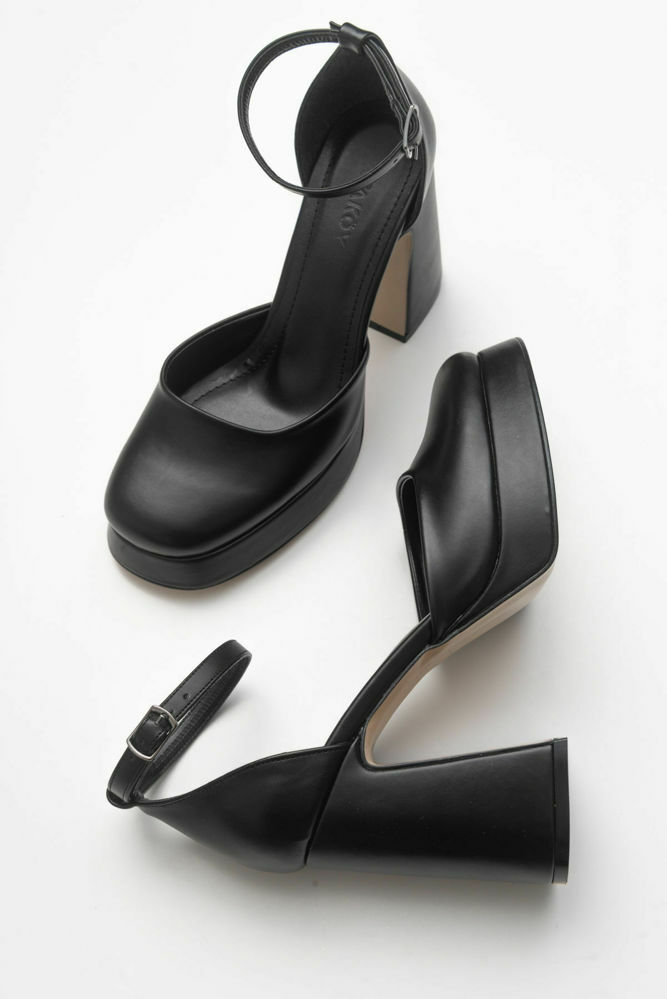 Kadın Kalın Topuk Platform Ayakkabı SIYAH ERC2221206 resmi