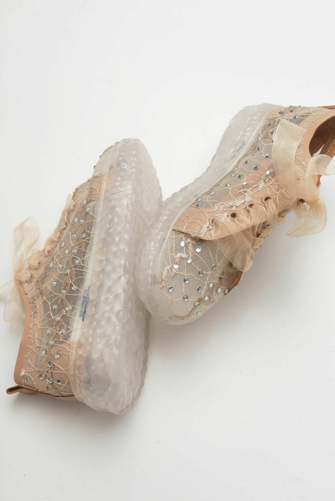 Kadın Kalın Taban Taşlı Transparan Spor Ayakkabı TEN YKL2223300 resmi