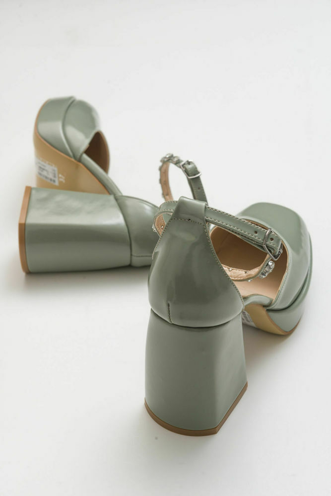 Kadın Kalın Topuk Bilek Bağlamalı Taşlı Ayakkabı MINT RUGAN  UNL222316 resmi