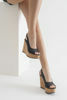Kadın Deri Yüksek Dolgu Topuk Sandalet SIYAH CVT222054