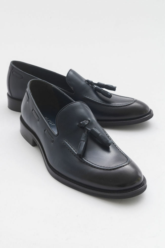 Erkek Deri Püsküllü Klasik Ayakkabı LACIVERT GLR2227541 resmi