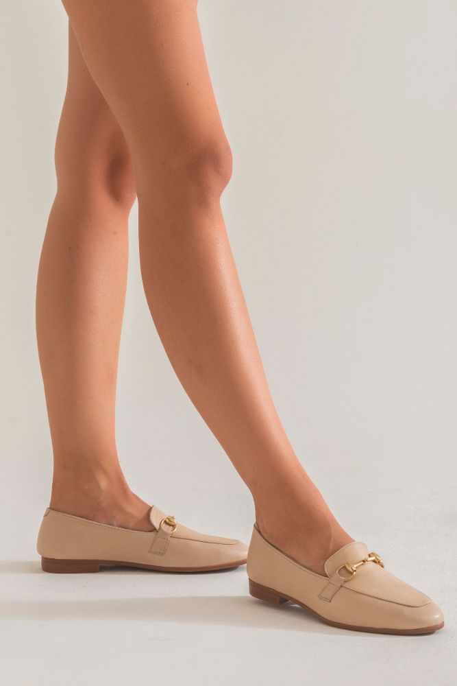 Kadın Deri Zincir Detaylı Loafer BEJ NHR223603 resmi