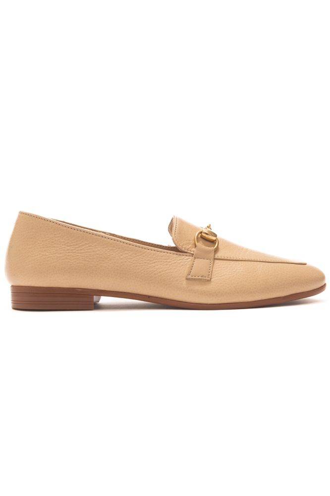 Kadın Deri Zincir Detaylı Loafer BEJ NHR223603 resmi