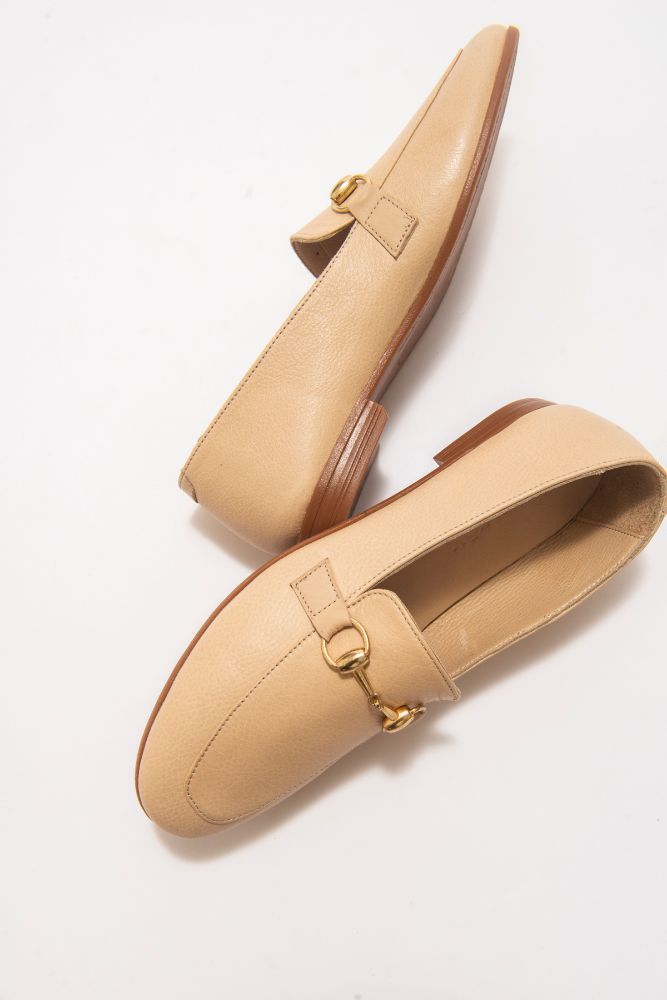 Kadın Deri Zincir Detaylı Loafer BEJ NHR223603 resmi