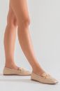 Kadın Deri Tokalı Loafer BEJ NHR223641