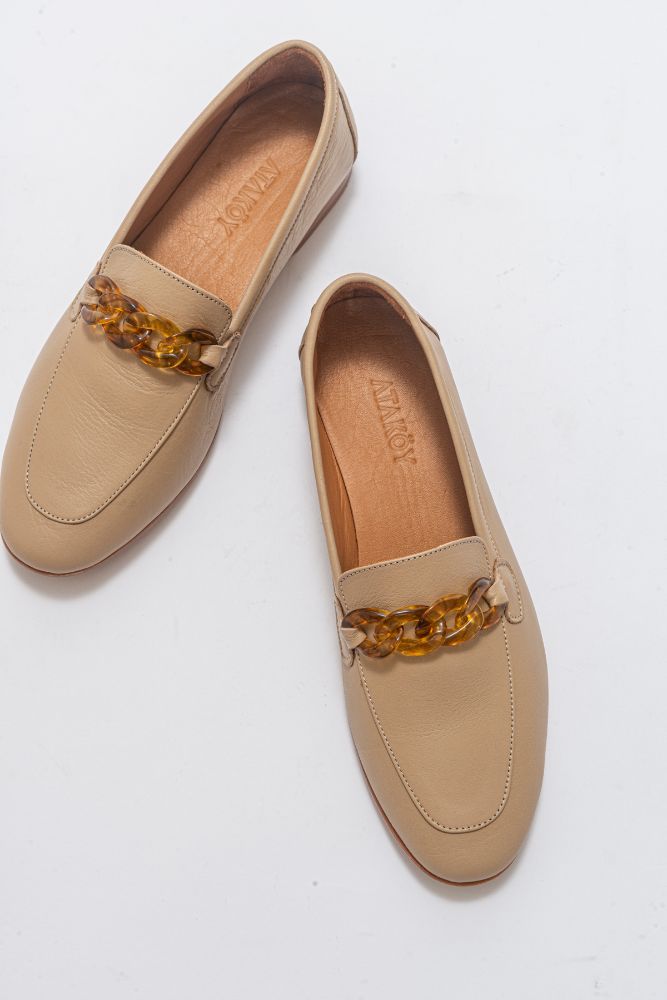 Kadın Deri Zincir Detaylı Loafer VIZON NHR22310700 resmi
