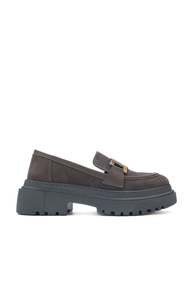 Kadın Kalın Taban Loafer GRI SUET MAR223805 resmi