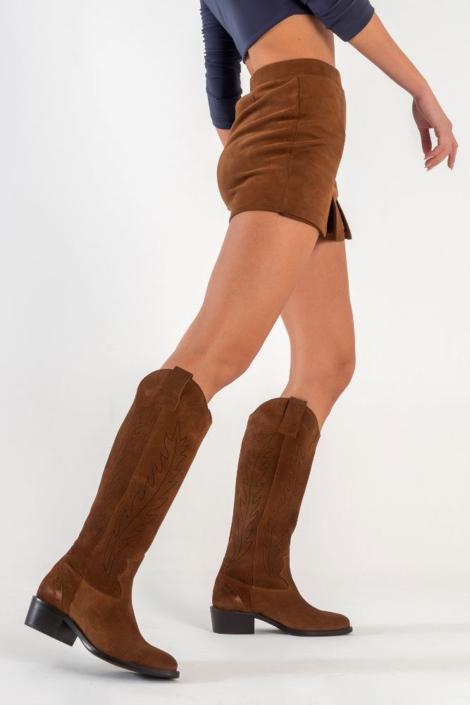 Kadın Deri Kovboy Çizme TABA SUET PNC221652 resmi