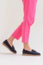 Kadın Deri Tokalı Loafer LACIVERT SUET NHR23237001