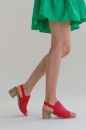 Kadın Deri Topuklu Sandalet KIRMIZI ALP2326010