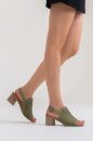 Kadın Deri Topuklu Sandalet YESIL ALP2326010
