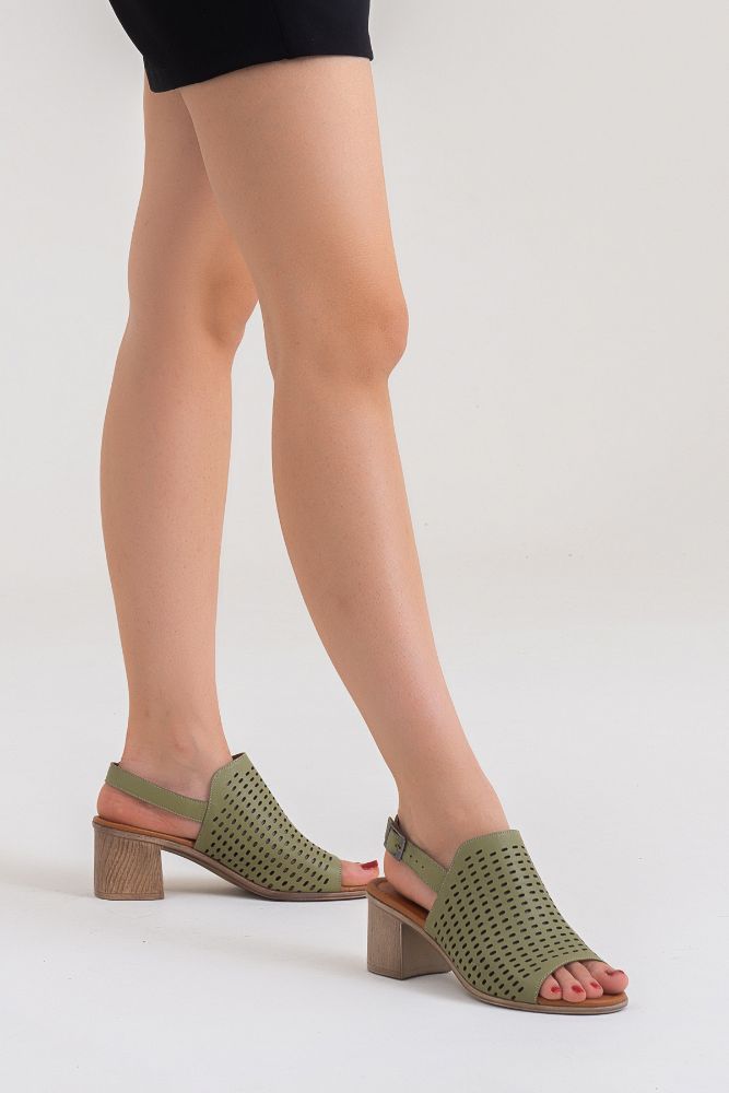 Kadın Deri Topuklu Sandalet YESIL ALP2326010 resmi