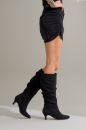 Kadın Kısa Topuklu Körüklü Çizme SIYAH SUET UNL241145