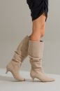 Kadın Kısa Topuklu Körüklü Çizme BEJ SUET UNL241145