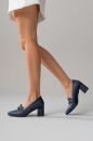Kadın Deri Tokalı Topuklu Ayakkabı LACIVERT PYZ241956