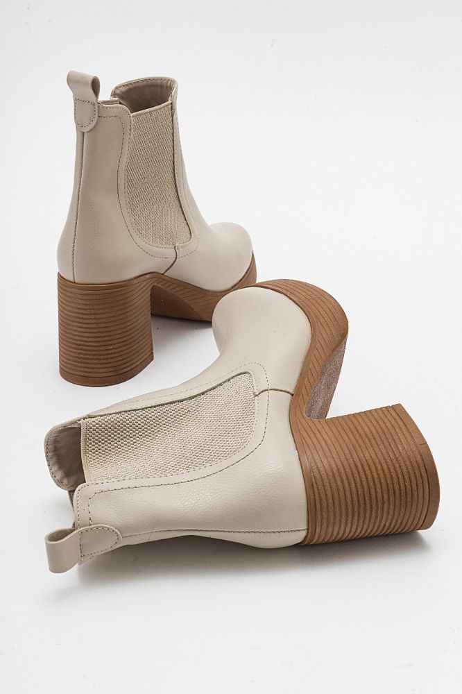 Kadın Kalın Taban Lastikli Bot BEJ UNL241151 resmi