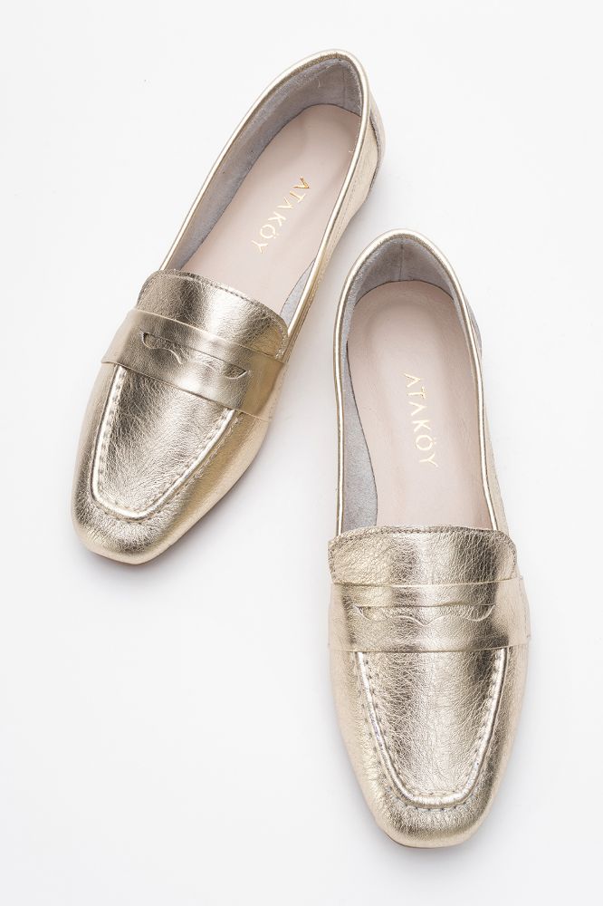 Kadın Deri Loafer Babet ALTIN AES2529202 resmi