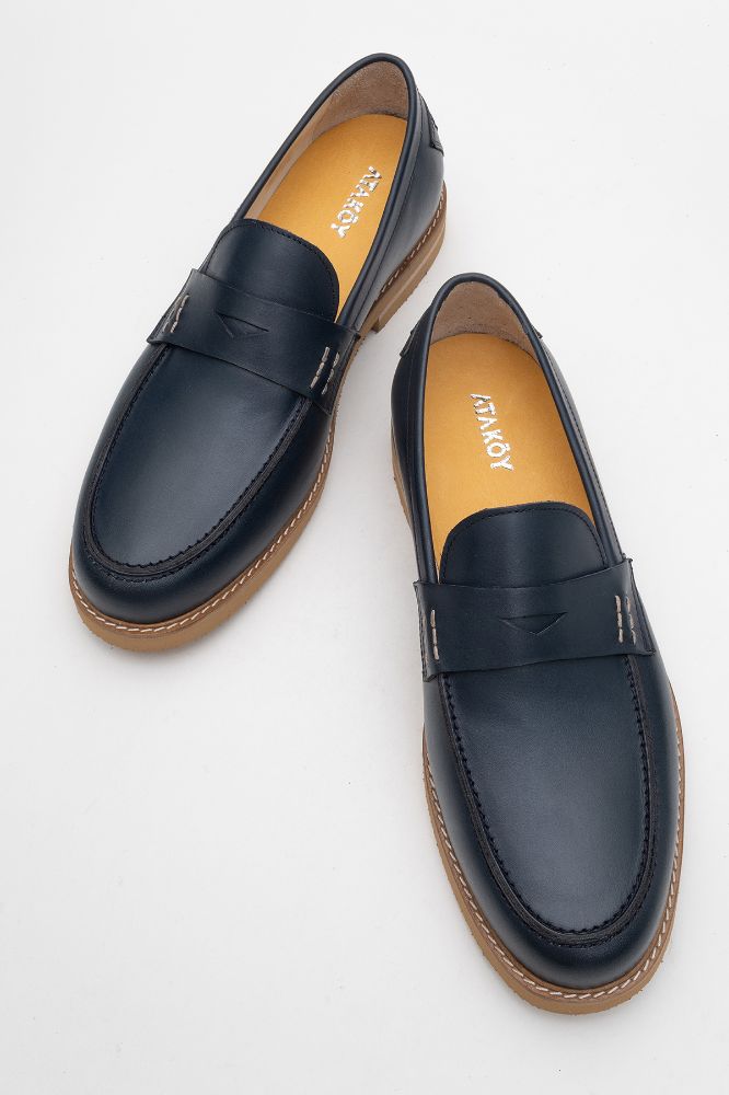 Erkek Deri Loafer Ayakkabı LACIVERT GLR2529514 resmi