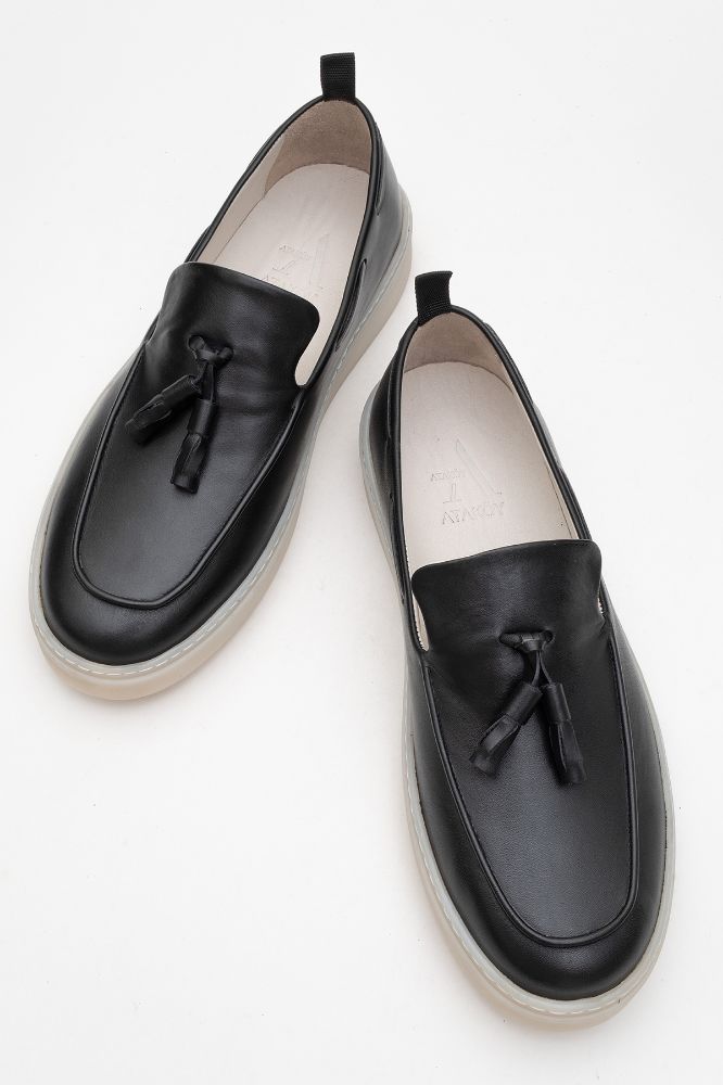 Erkek Deri Loafer Ayakkabı SIYAH GLR2529523 resmi