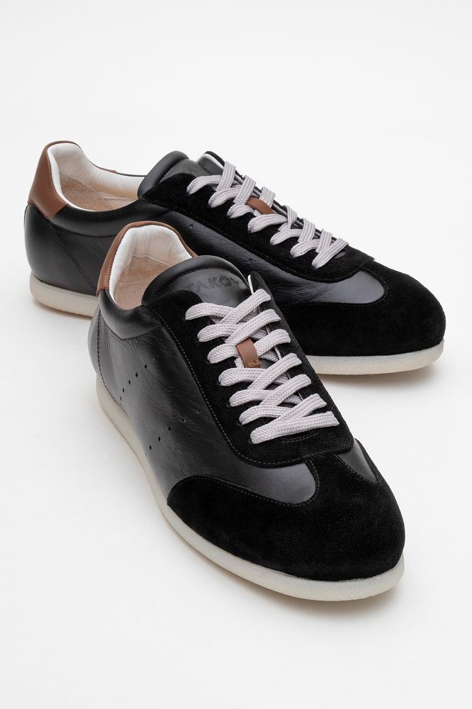 Erkek Deri Sneaker Ayakkabı SIYAH SIYAH SUET GLR2529551 resmi