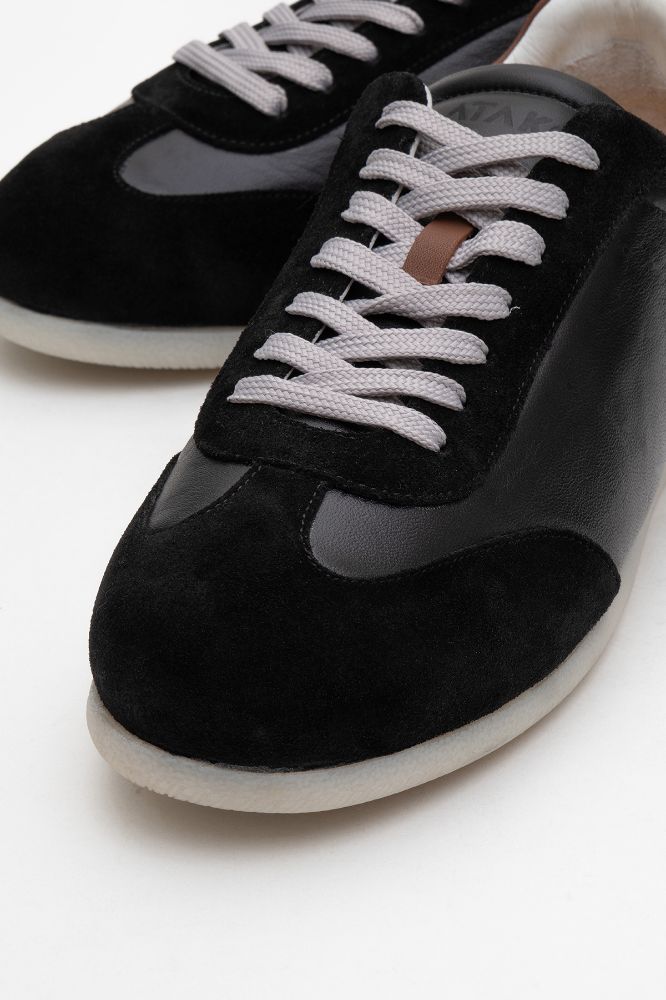 Erkek Deri Sneaker Ayakkabı SIYAH SIYAH SUET GLR2529551 resmi