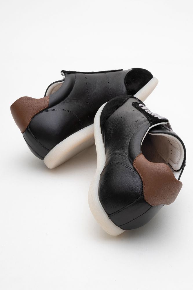 Erkek Deri Sneaker Ayakkabı SIYAH SIYAH SUET GLR2529551 resmi