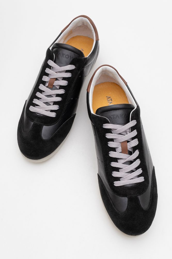 Erkek Deri Sneaker Ayakkabı SIYAH SIYAH SUET GLR2529551 resmi
