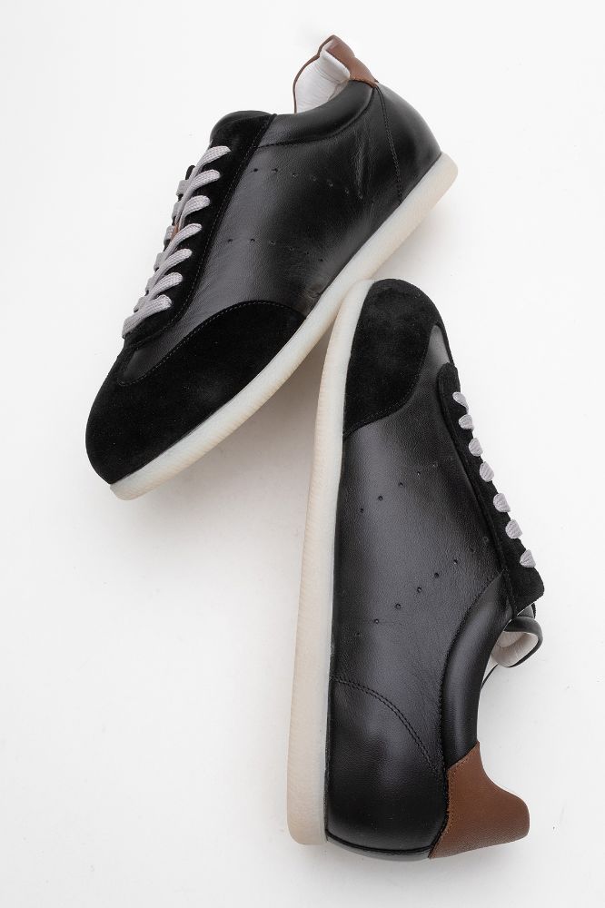 Erkek Deri Sneaker Ayakkabı SIYAH SIYAH SUET GLR2529551 resmi