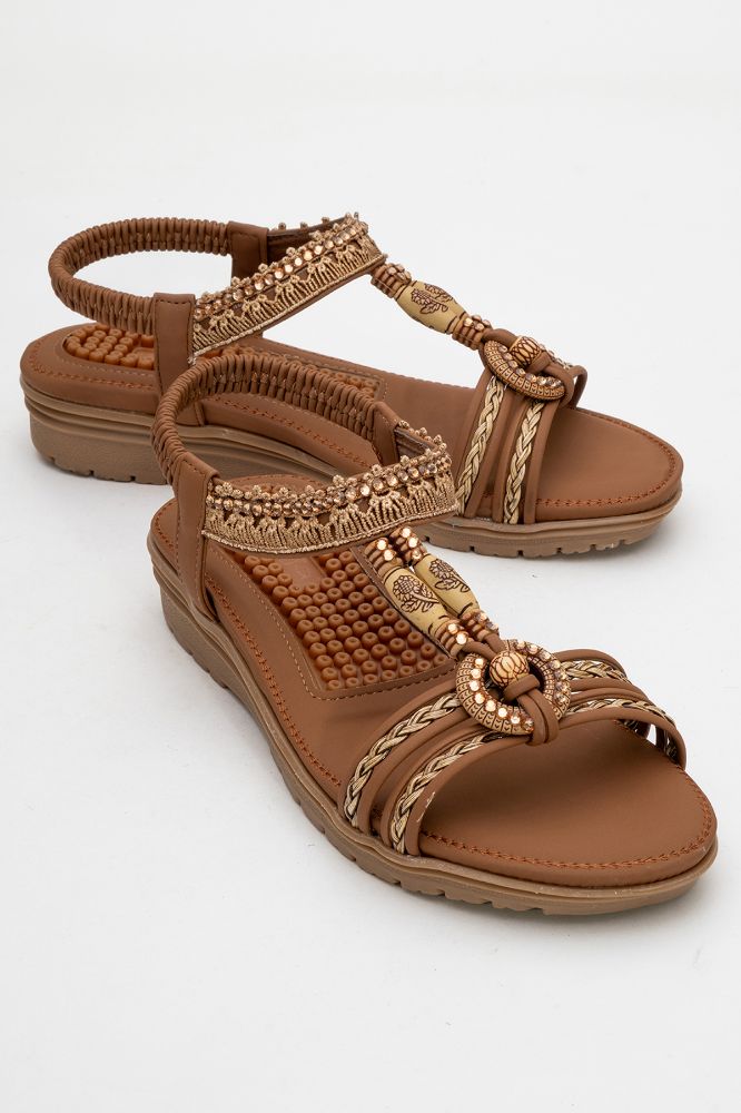 Kadın Taşlı Sandalet CAMEL GUJ2521204 resmi