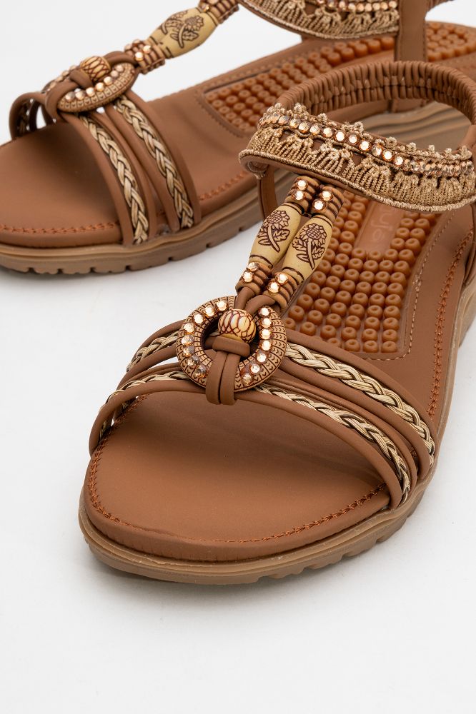 Kadın Taşlı Sandalet CAMEL GUJ2521204 resmi