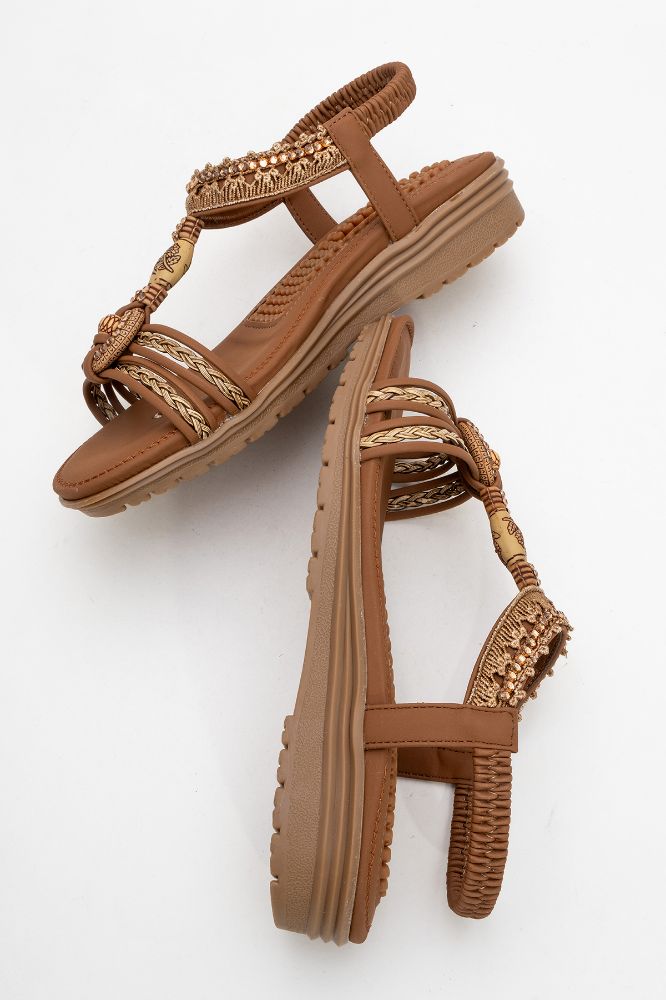 Kadın Taşlı Sandalet CAMEL GUJ2521204 resmi