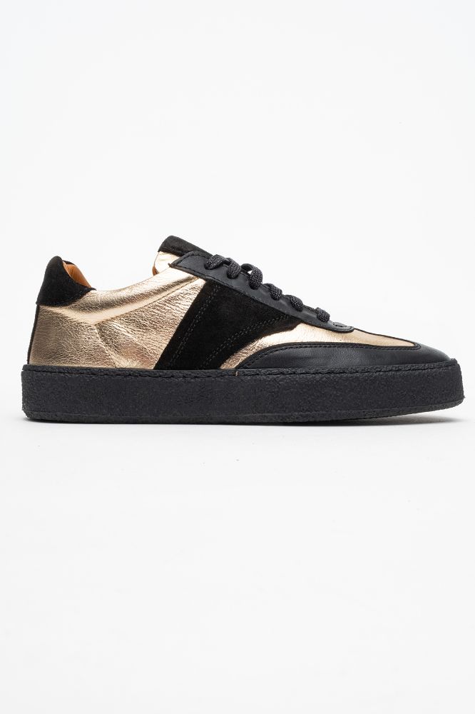 Kadın Deri Sneaker Ayakkabı SIYAH ALTIN AGN5418 resmi