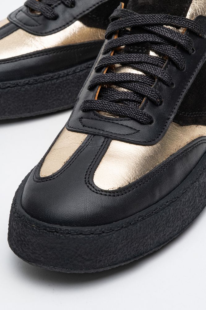 Kadın Deri Sneaker Ayakkabı SIYAH ALTIN AGN5418 resmi