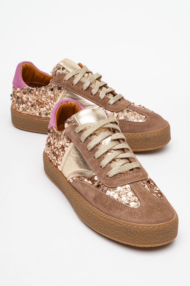 Kadın Deri Sneaker Ayakkabı VIZON SUET ALTIN AGN5418 resmi