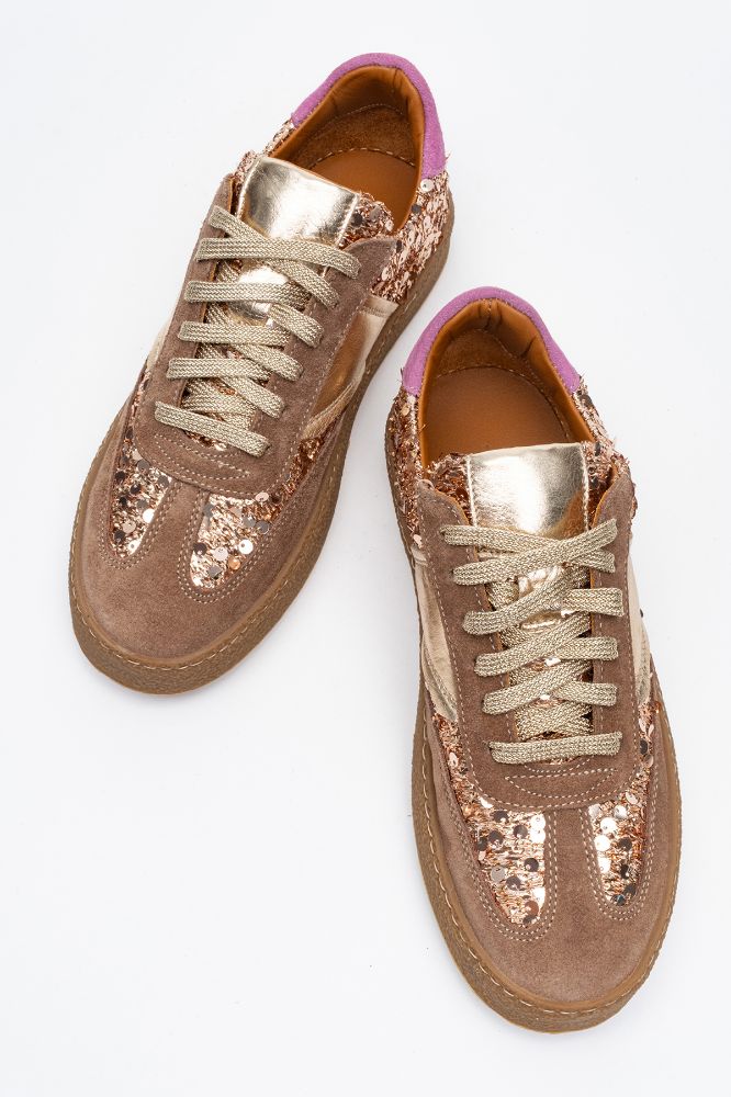 Kadın Deri Sneaker Ayakkabı VIZON SUET ALTIN AGN5418 resmi