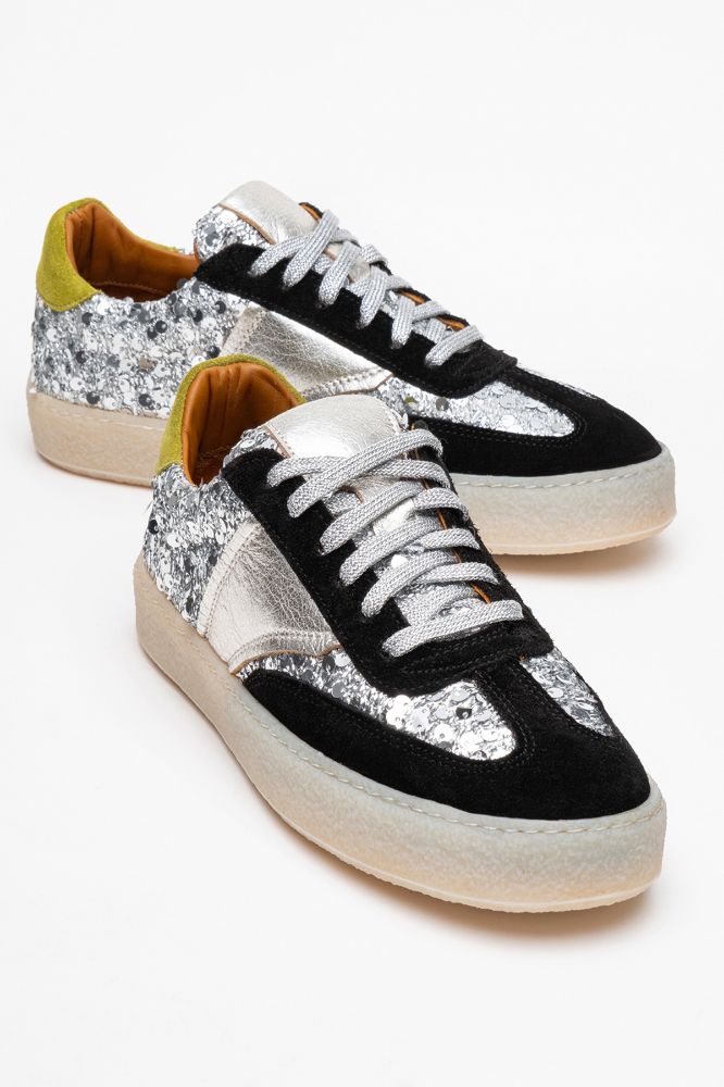 Kadın Deri Sneaker Ayakkabı SIYAH SUET GUMUS AGN5418 resmi