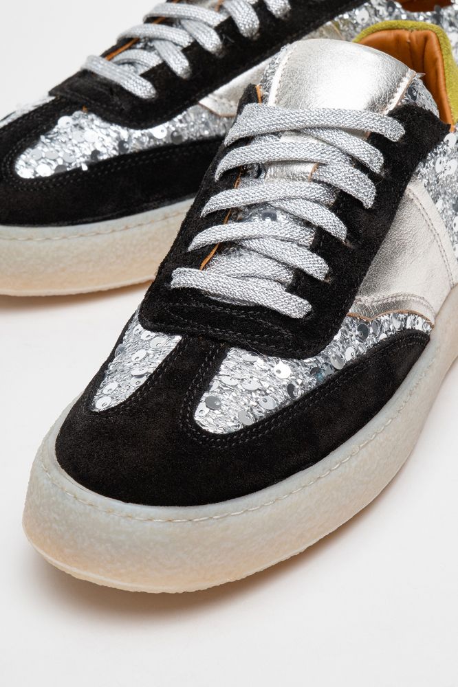 Kadın Deri Sneaker Ayakkabı SIYAH SUET GUMUS AGN5418 resmi