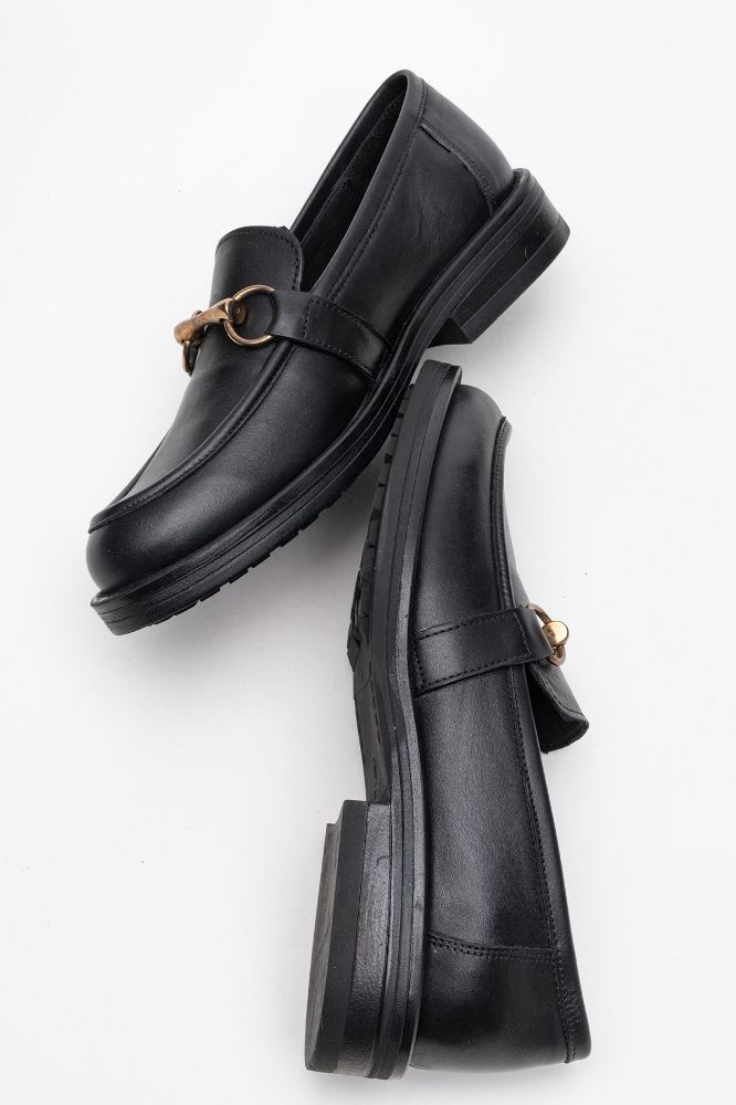 Kadın Deri Tokalı Ayakkabı SIYAH PNC1272K resmi