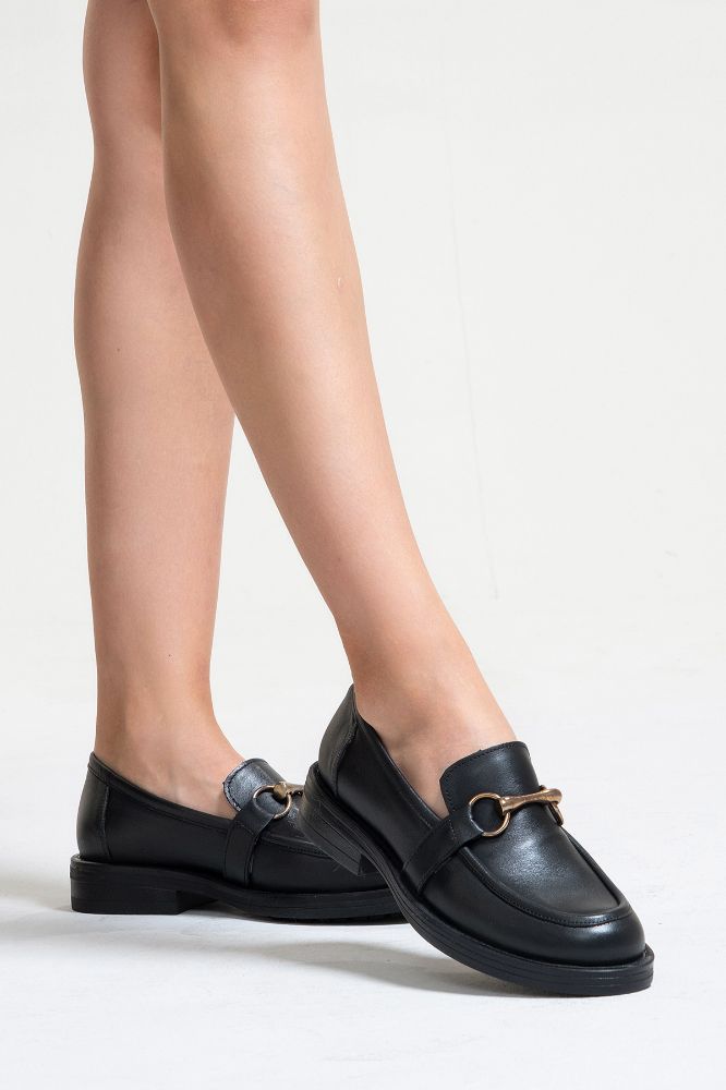 Kadın Deri Tokalı Ayakkabı SIYAH PNC1272K resmi