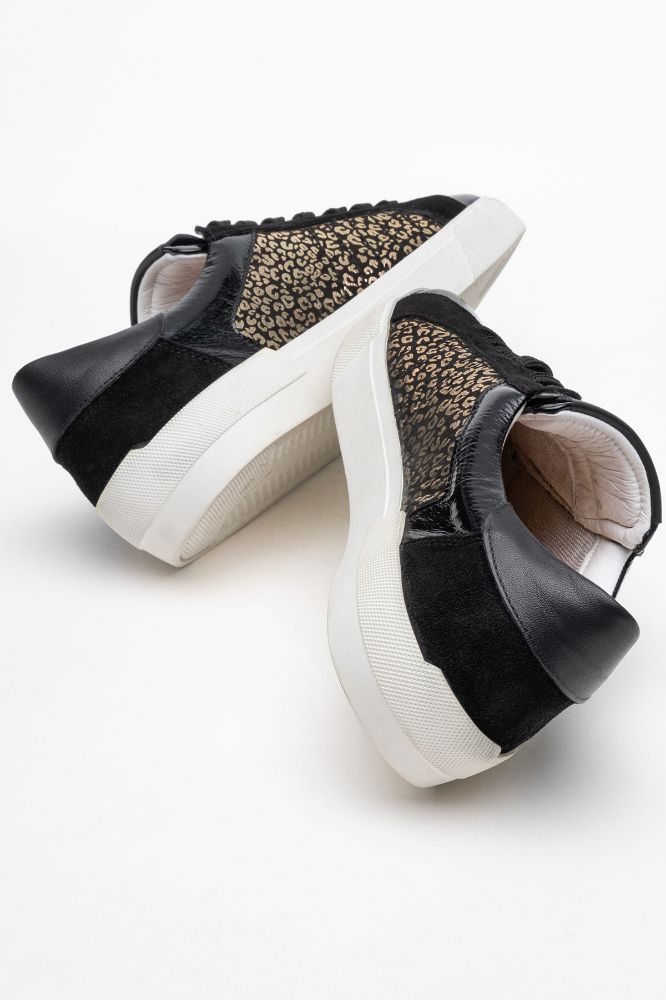 Kadın Deri Sneaker Ayakkabı SIYAH ALTIN PNC1386 resmi