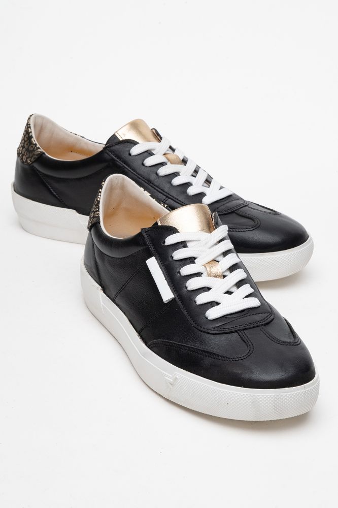 Kadın Deri Sneaker Ayakkabı SIYAH ALTIN PNC1385 resmi