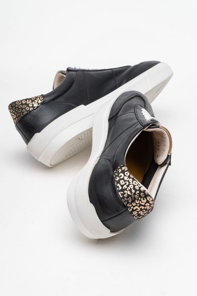 Kadın Deri Sneaker Ayakkabı SIYAH ALTIN PNC1385 resmi