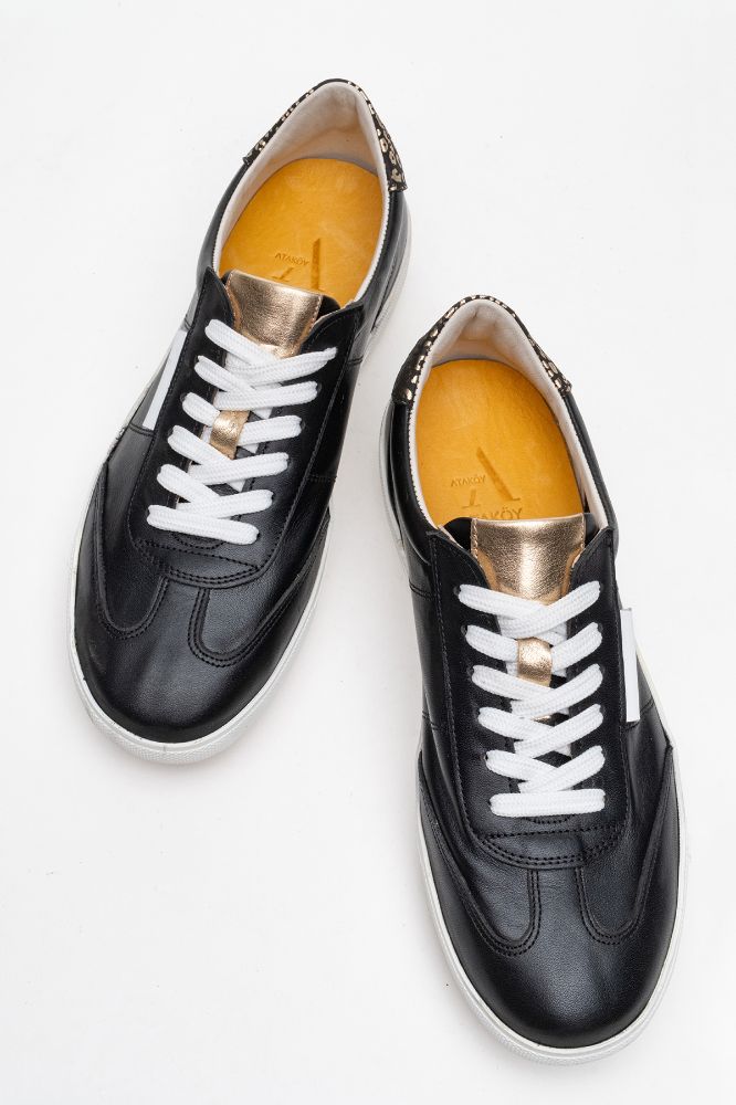 Kadın Deri Sneaker Ayakkabı SIYAH ALTIN PNC1385 resmi