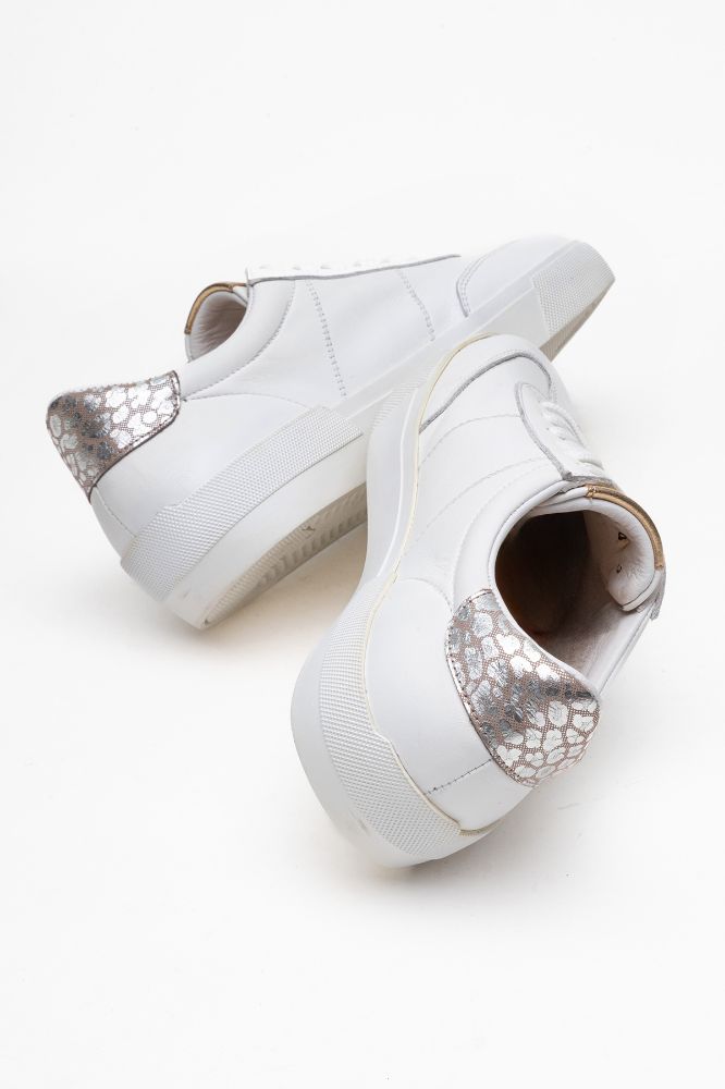 Kadın Deri Sneaker Ayakkabı BEYAZ ALTIN  PNC1385 resmi