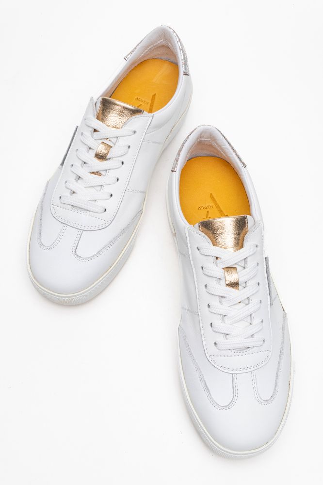 Kadın Deri Sneaker Ayakkabı BEYAZ ALTIN  PNC1385 resmi