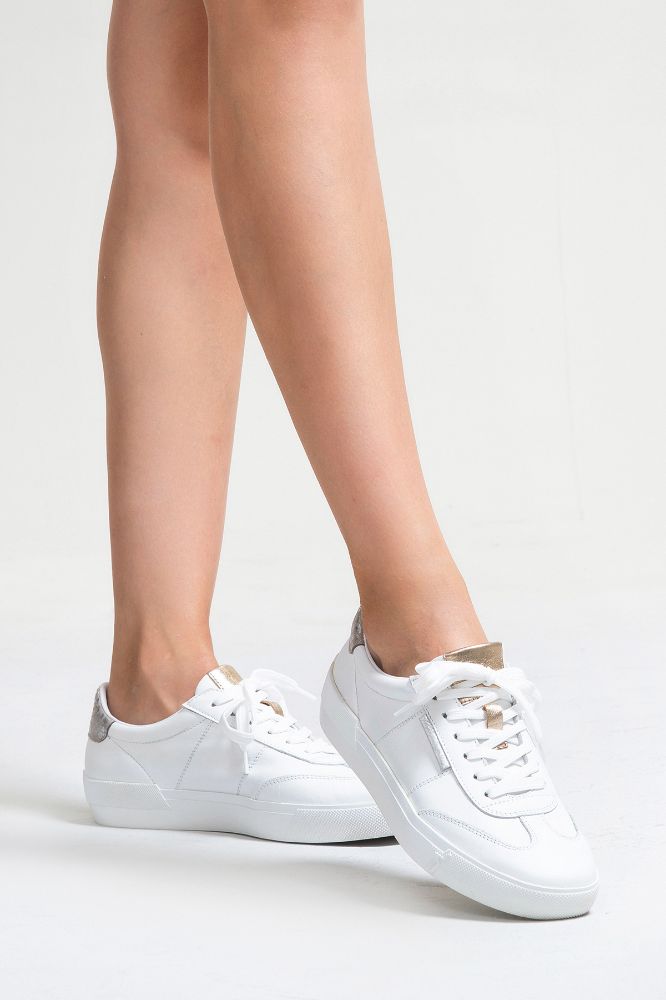 Kadın Deri Sneaker Ayakkabı BEYAZ ALTIN  PNC1385 resmi