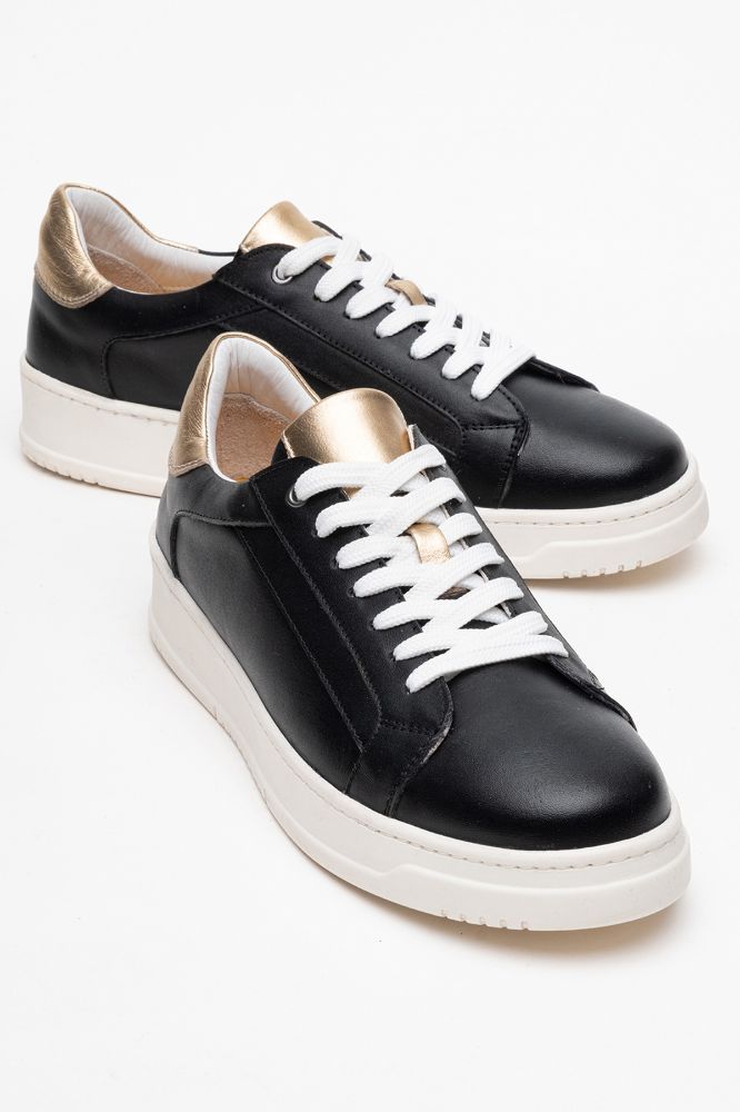 Kadın Deri Sneaker Ayakkabı SIYAH ALTIN PNC1393 resmi