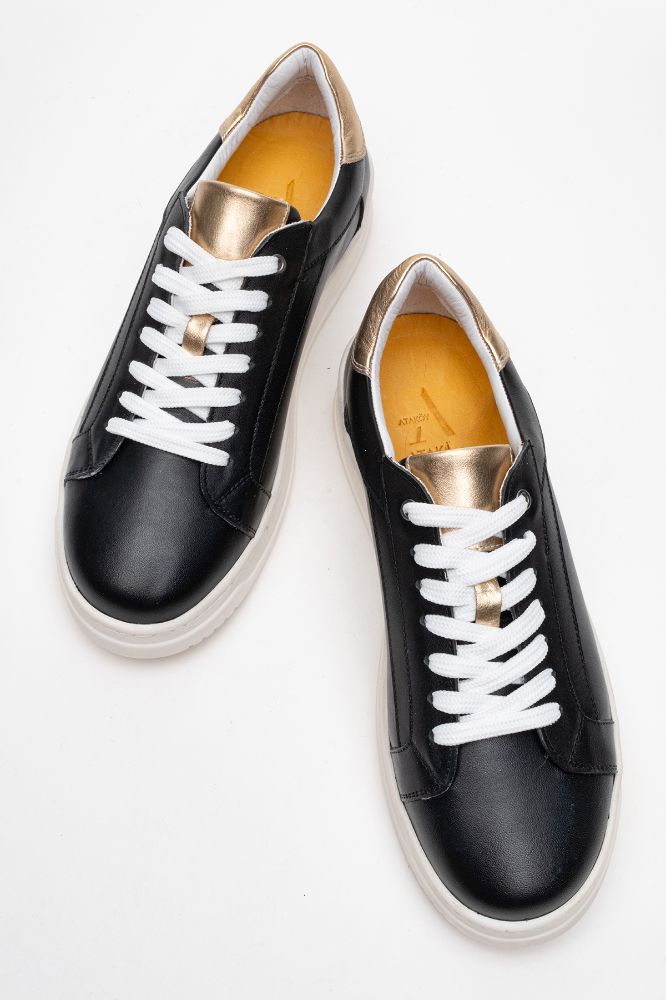 Kadın Deri Sneaker Ayakkabı SIYAH ALTIN PNC1393 resmi