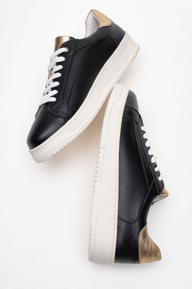 Kadın Deri Sneaker Ayakkabı SIYAH ALTIN PNC1393 resmi