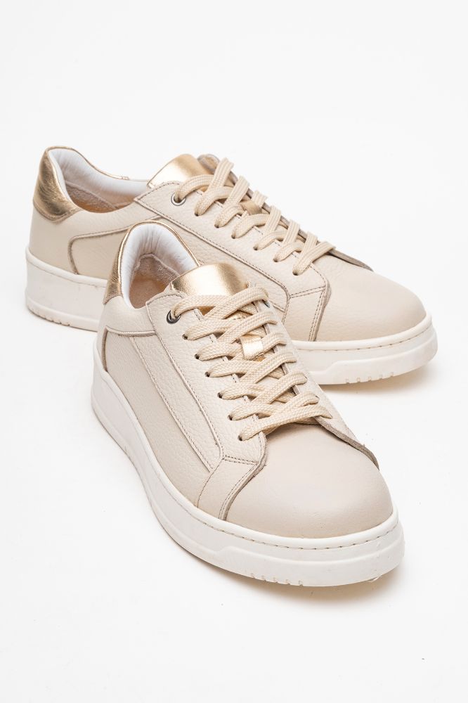 Kadın Deri Sneaker Ayakkabı BEJ FLOTER ALTIN PNC1393 resmi